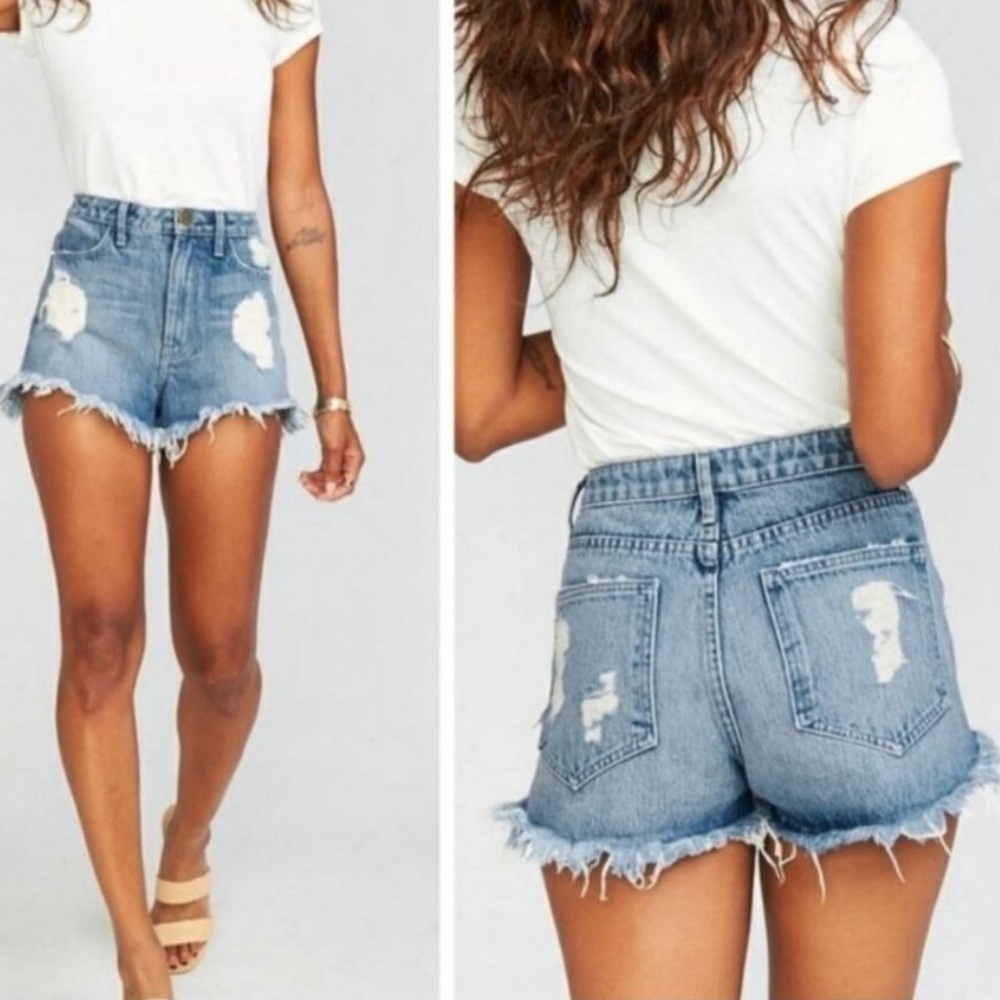 Show Me Your‎ Mumu Wyoming High Waisted Jean Shorts Surf Wash